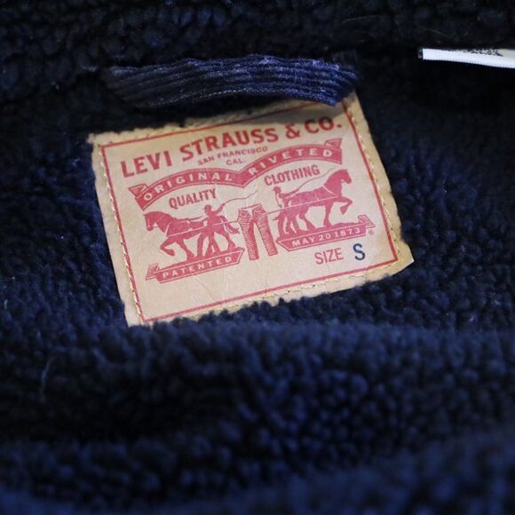 Levi's Ex-Boyfriend Trucker Sherpa Black Jean Jacket Sz S - Picture 4 of 6